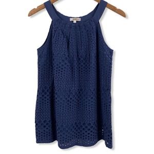 Jade Melody Tam Blue Eyelet Sleeveless Top Small